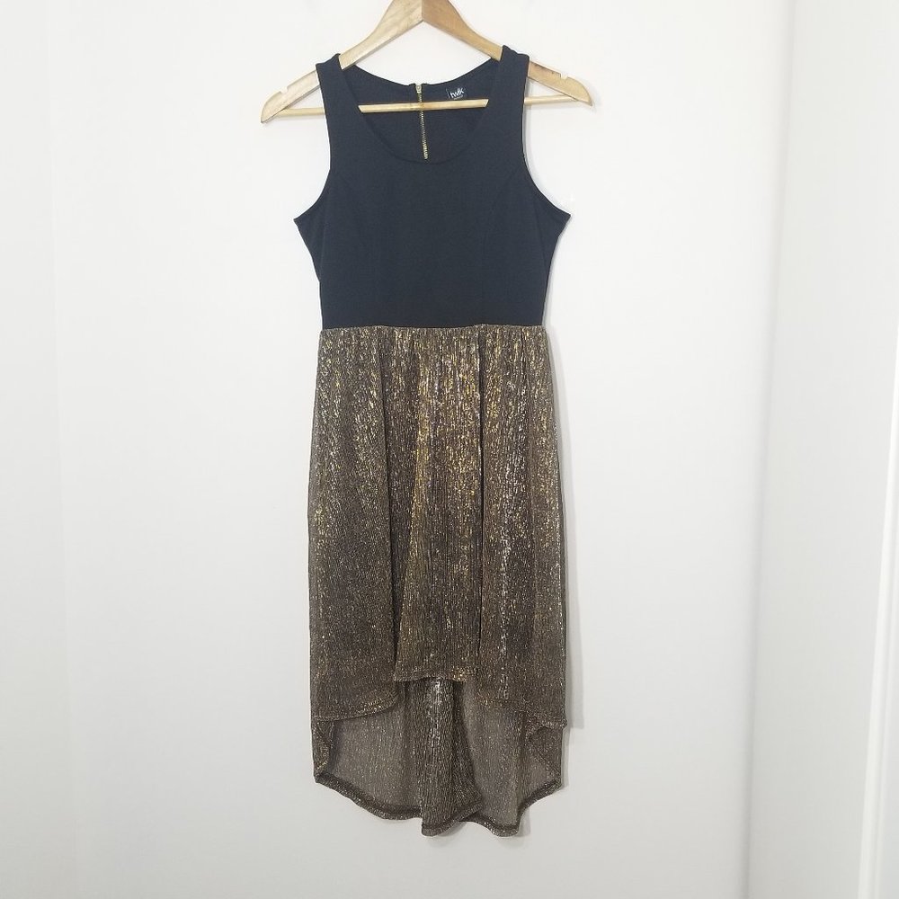 🔥Twik Black and Metallic Dress Gold High-Low